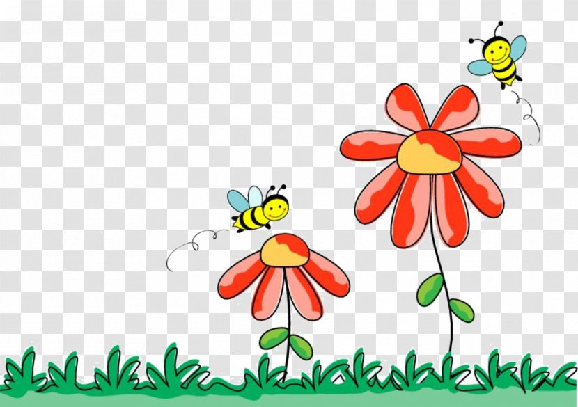 Bee Stock Photography Clip Art - Cartoon Grass Flowers Transparent PNG