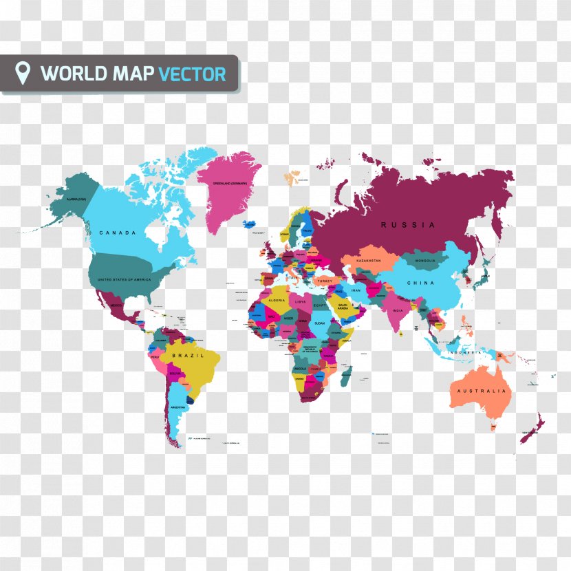 World Map Globe - Continent - Flat Color Of The Vector Material Transparent PNG