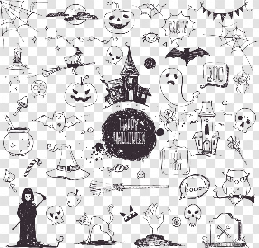 Halloween Drawing Illustration - Communication - Creative Hand-painted Transparent PNG