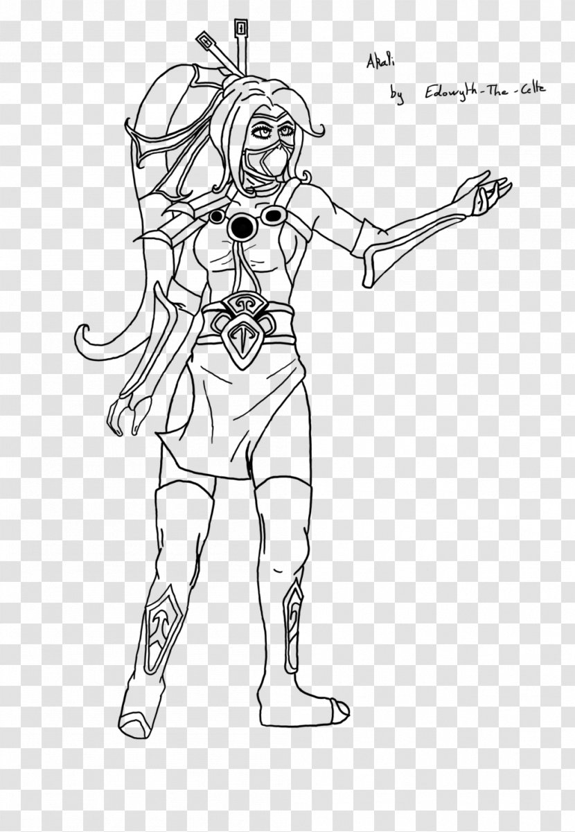 Line Art Akali Sketch - League Of Legends Transparent PNG