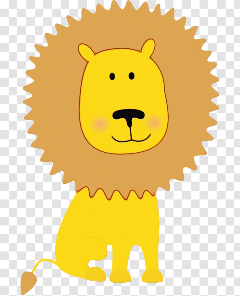 Yellow Cartoon Clip Art Line Lion Transparent PNG