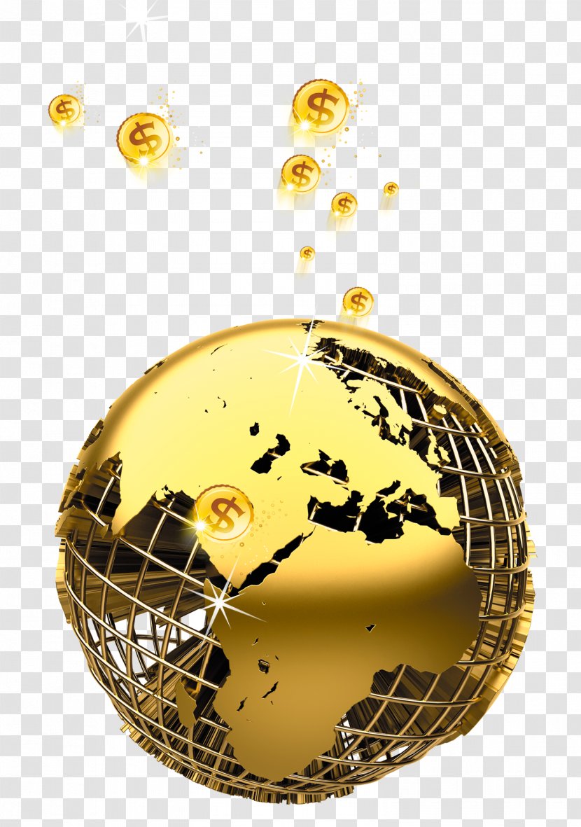 Download Icon - Gold - Earth Transparent PNG