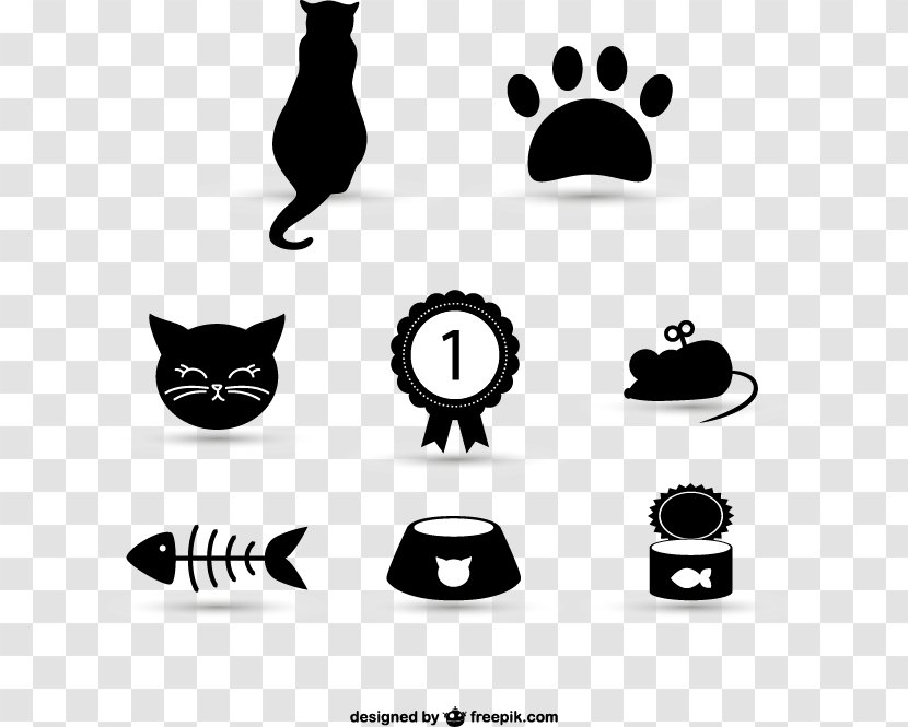 Cat Food Kitten Mouse - Silhouette - Black Icon Element Vector Material, Transparent PNG