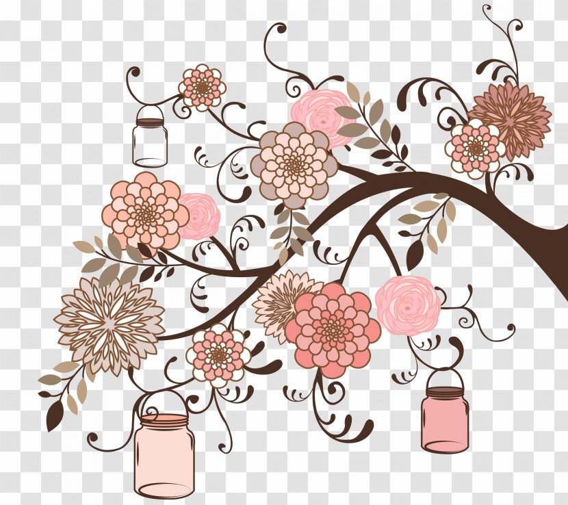 Flower Floral Design Art - Tree - Mason Jar Transparent PNG