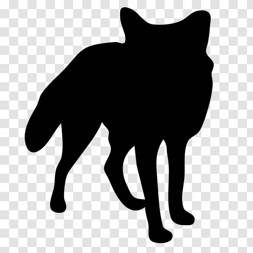 Arctic Fox Silver Silhouette - Black Cat - Contours Transparent PNG