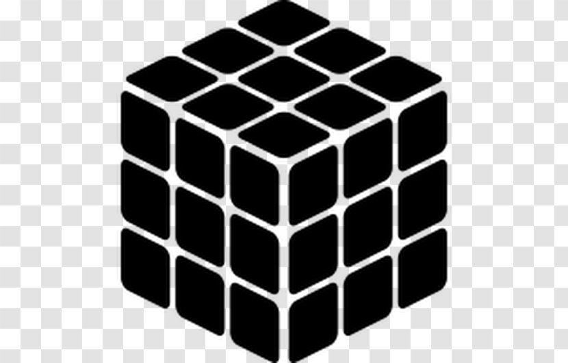 Rubik's Cube Puzzle Logo - Black And White Transparent PNG