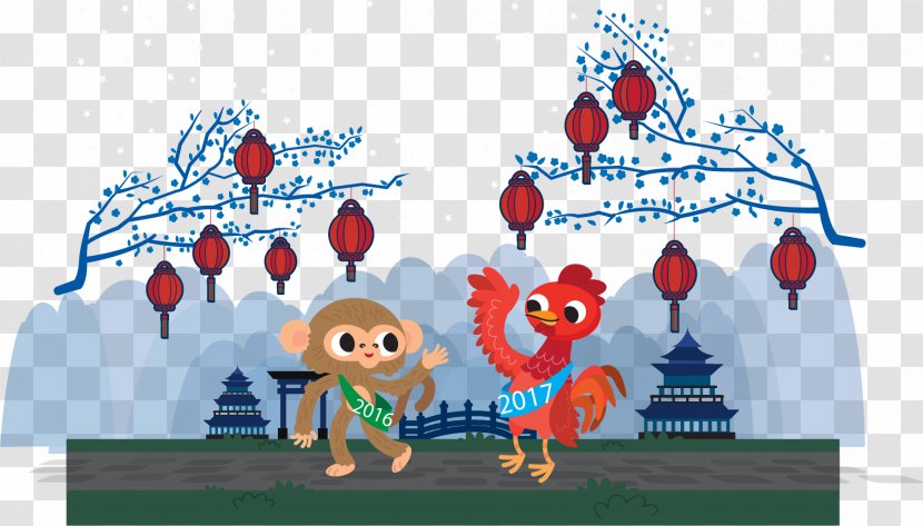 Chinese Zodiac Monkey - Christmas - Farewell To Greet Year Of The Rooster Transparent PNG