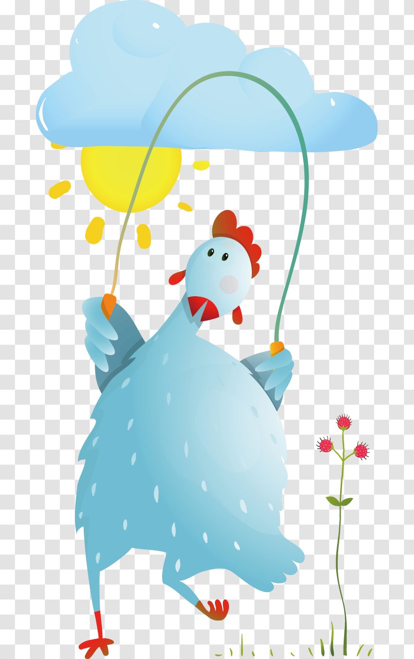 Chicken Hen Jumping Cartoon Clip Art - Vertebrate - Sun Clouds Doll Transparent PNG
