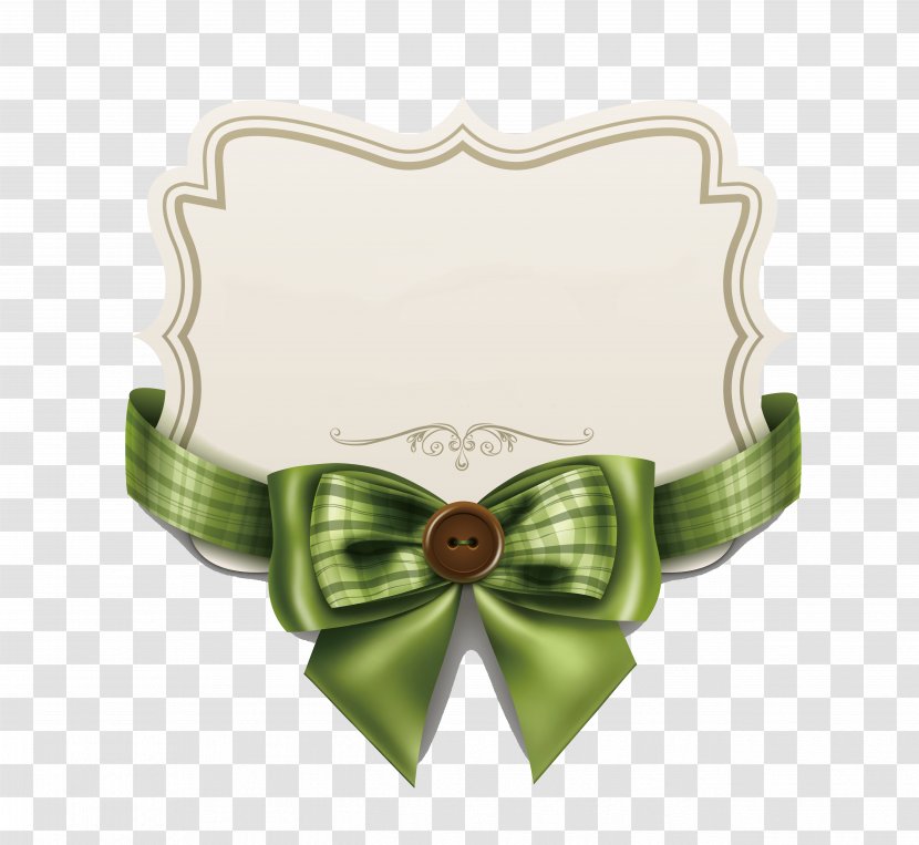 Ribbon Label Clip Art - Green Bow Card Vector Material Transparent PNG