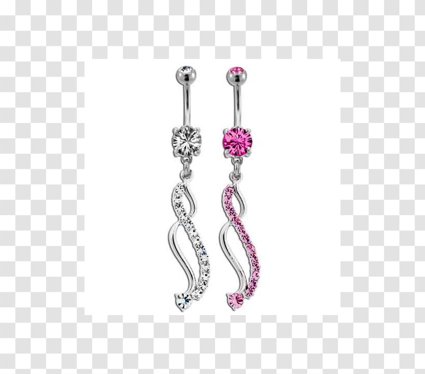 Earring Body Jewellery Navel Piercing Gemstone Pink M - Jewelry Transparent PNG