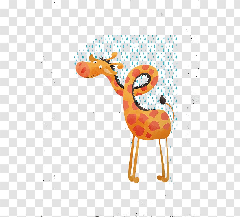 Giraffe Cartoon Illustration - Rain Transparent PNG