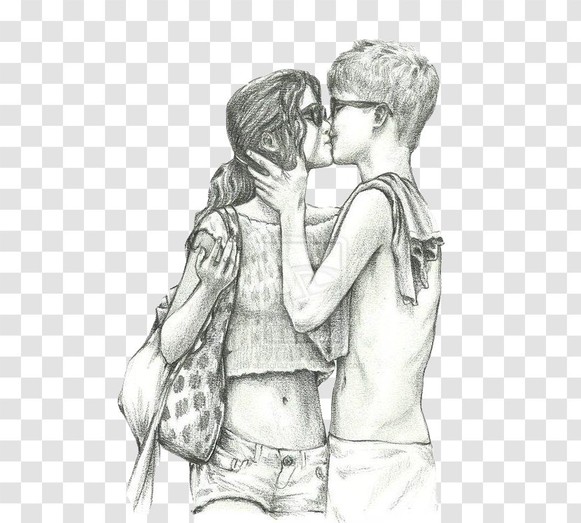 Sketch Drawing Image Couple Black And White - Cartoon Transparent PNG