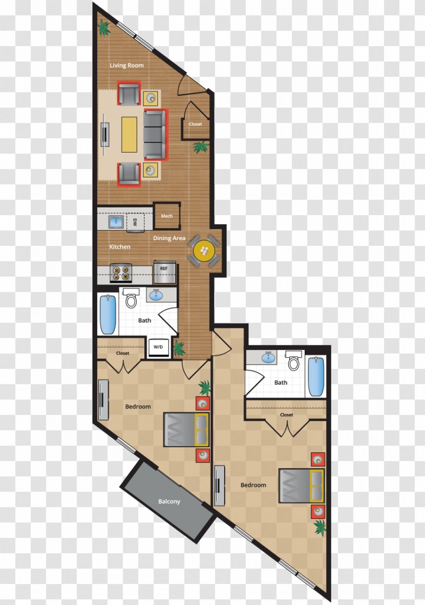 Floor Plan Bedroom Storey - Apartment Transparent PNG