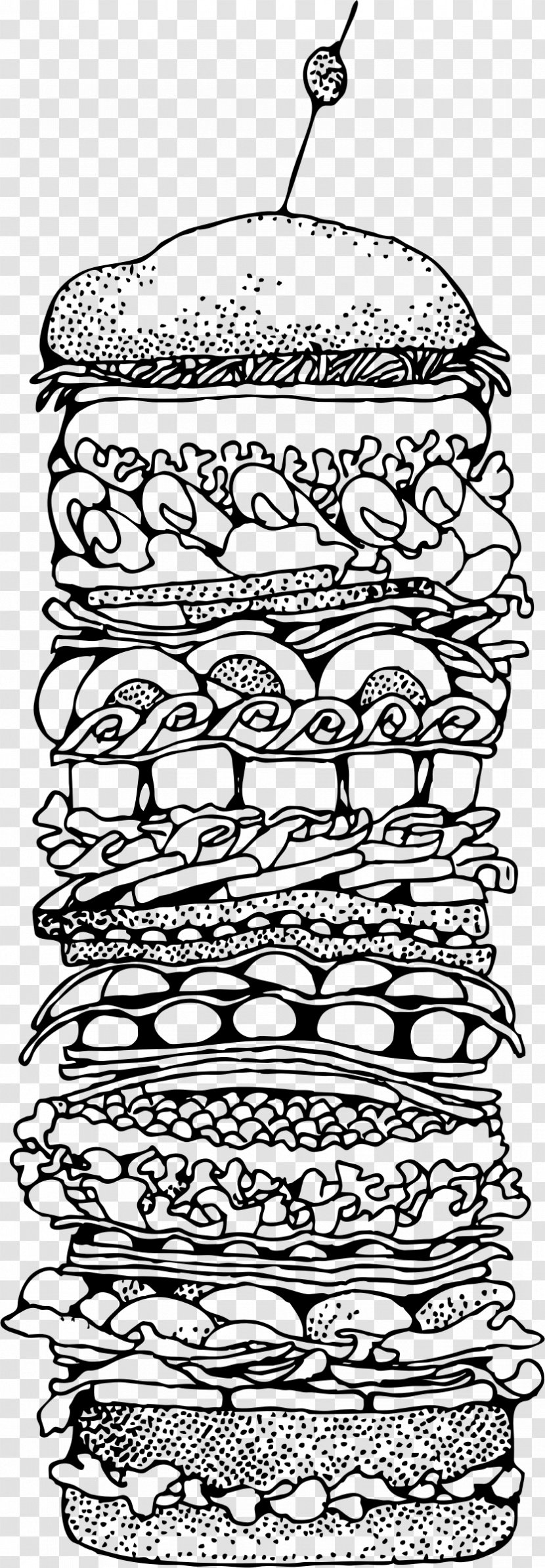 Peanut Butter And Jelly Sandwich Submarine Hamburger Fast Food Tuna Salad - Organism - Line Art Transparent PNG