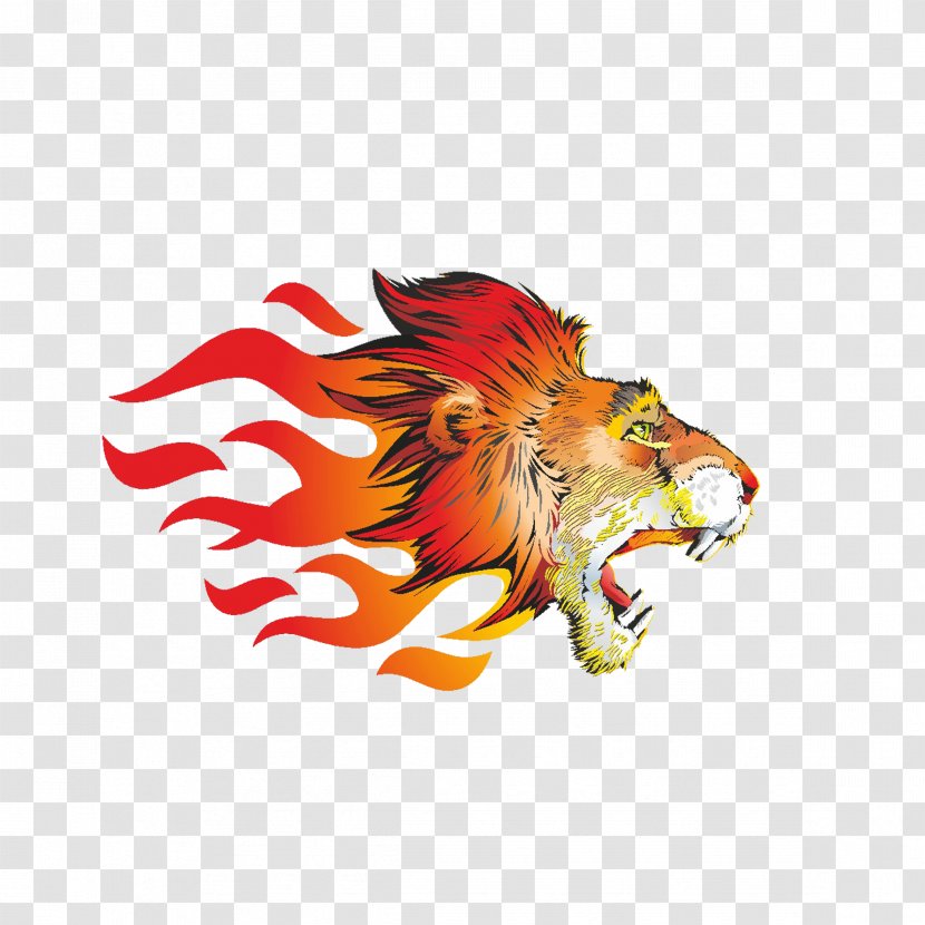 Lion Tiger T-shirt Flame Sticker - Drawing - And The Head Illustration Transparent PNG