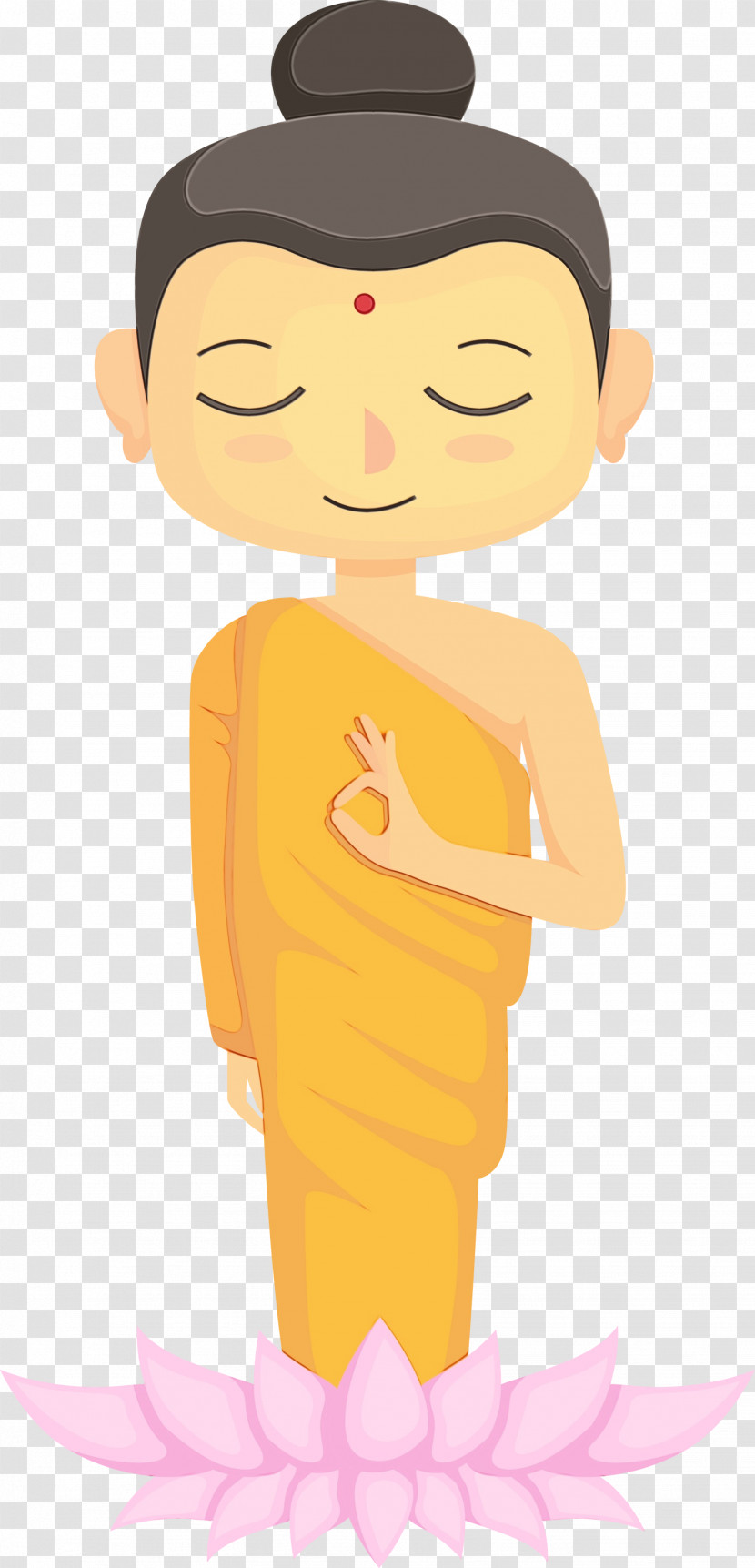 Cartoon Yellow Finger Gesture Black Hair Transparent PNG