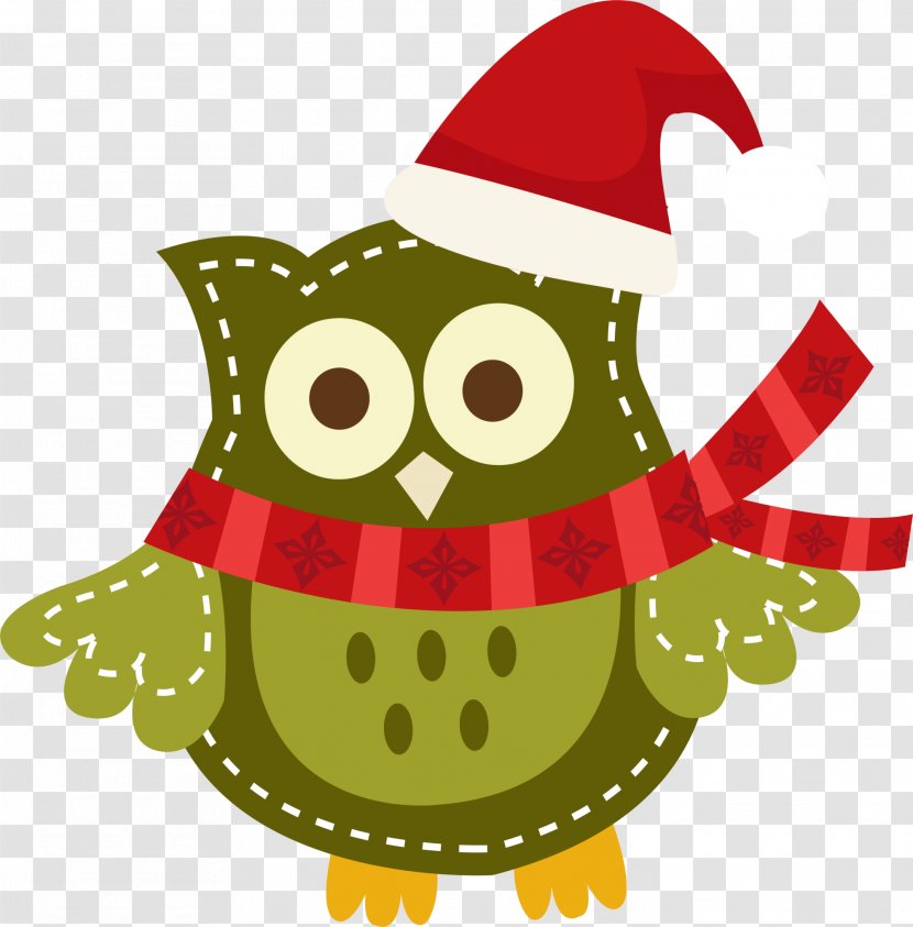 Owl Santa Claus Christmas Day Tree Holiday - Beak - Cartoon Transparent PNG