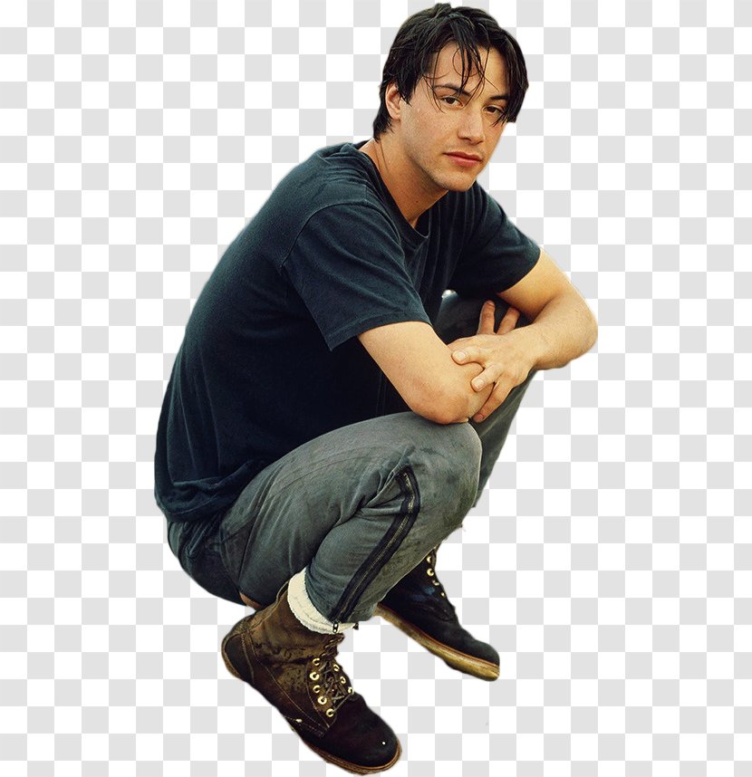 Keanu Reeves The Matrix Squatting Position - Neck - Sitting Transparent PNG