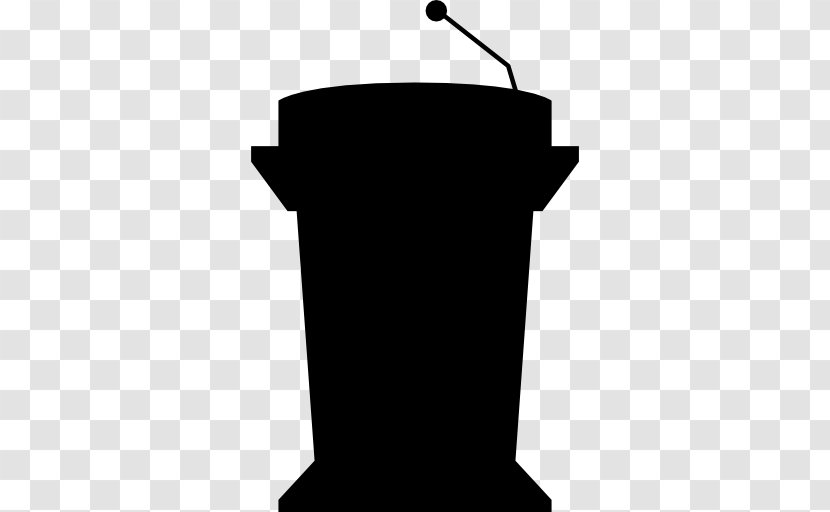 Podium - Microphone - Black And White Transparent PNG