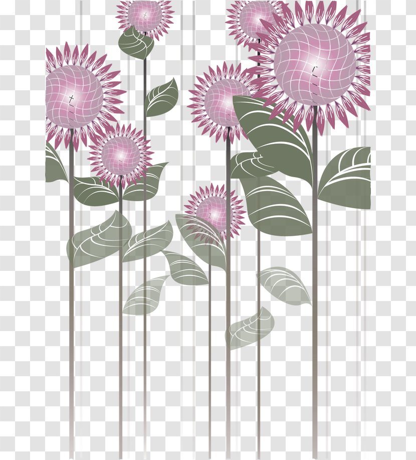 Red Common Sunflower Floral Design - Flowering Plant - Simple Border Texture Transparent PNG
