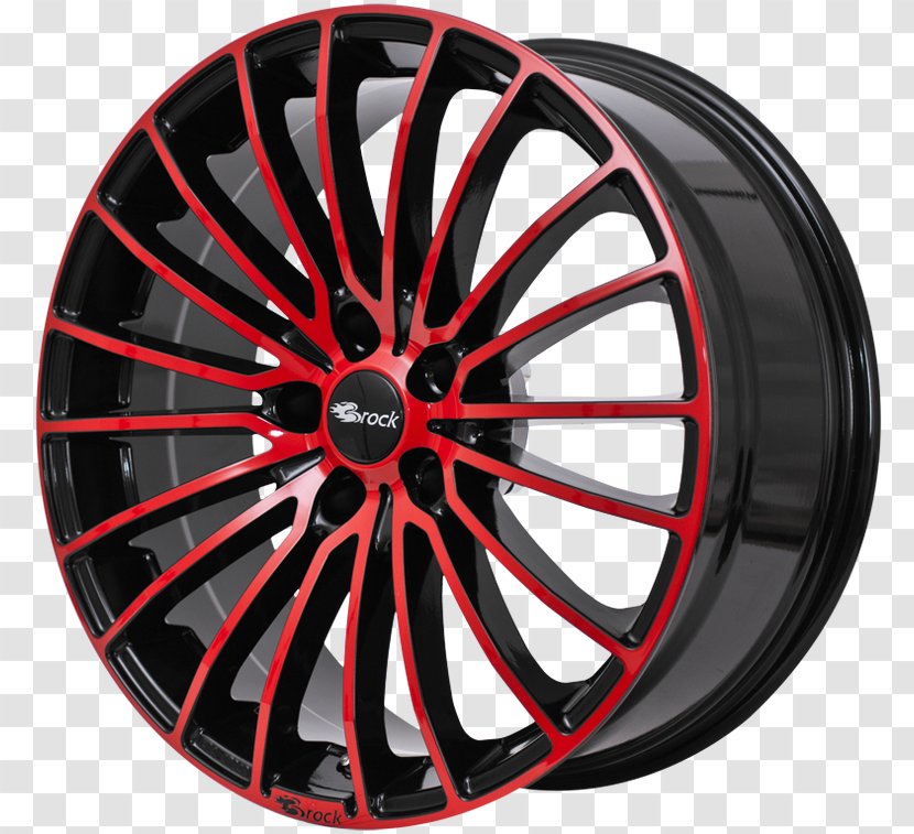 Alloy Wheel Autofelge Red Spoke Rim - Car Transparent PNG