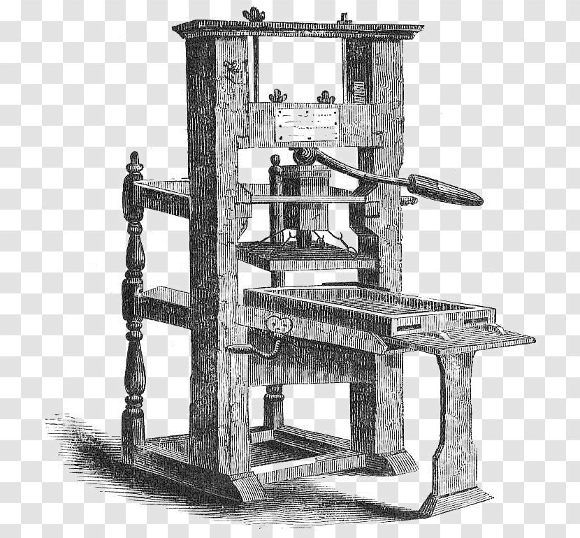 The Autobiography Of Benjamin Franklin Age Enlightenment Printing Press Printer - Johannes Gutenberg Transparent PNG