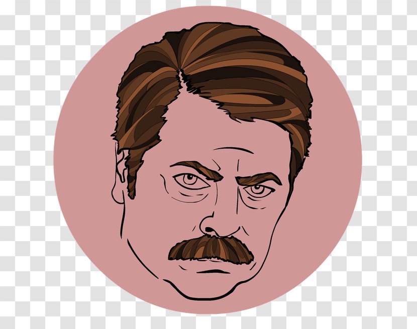 Nick Offerman Ron Swanson Parks And Recreation Leslie Knope - Portrait - Drawing Transparent PNG