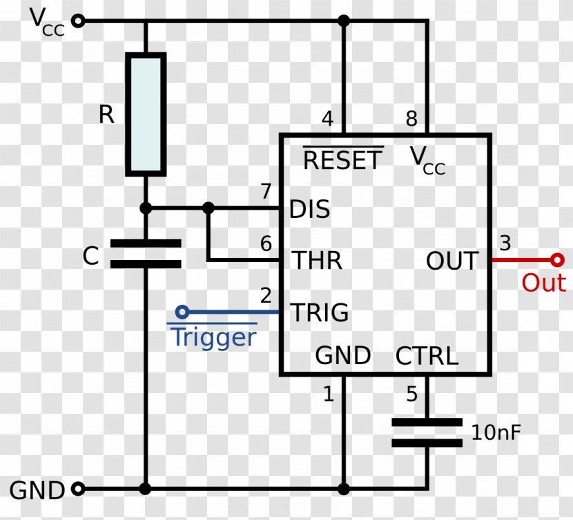 555 Timer IC Integrated Circuits & Chips Astabil Multivibrator - Area Transparent PNG