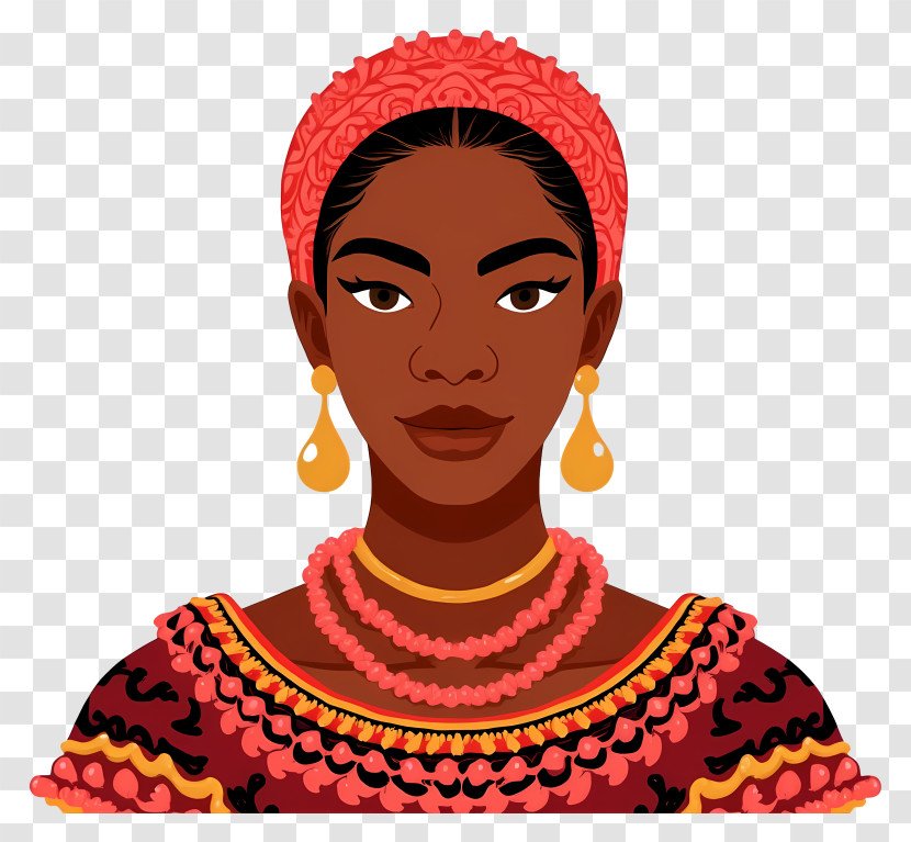 African Woman Portrait - Elegant Woman In Red With Headwrap Transparent PNG