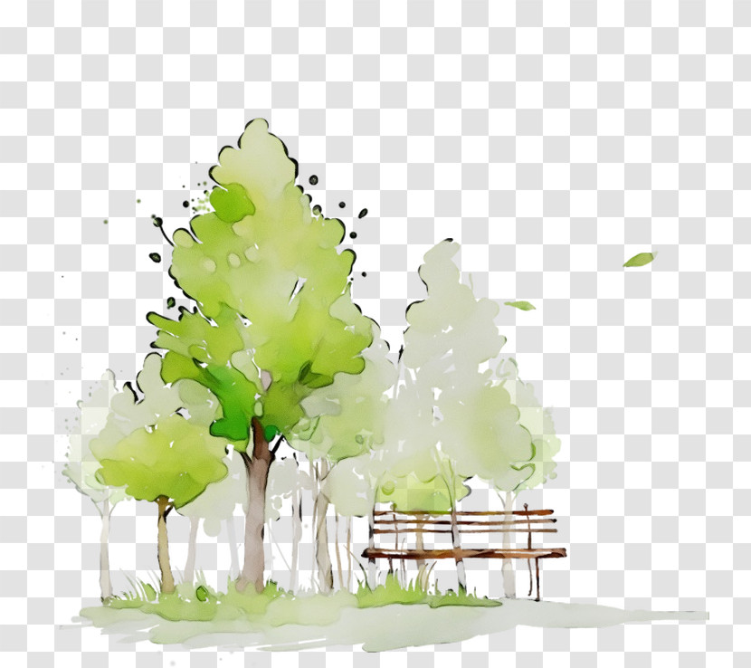Green Tree Natural Landscape Watercolor Paint Plant Transparent PNG