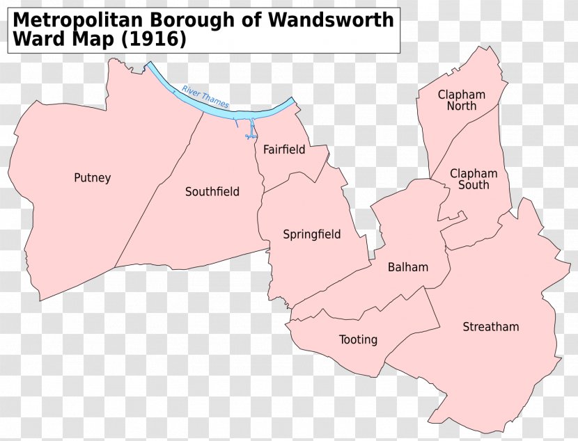 Clapham Wandsworth A Map London Borough Of Metropolitan - Watercolor - Cartoon Transparent PNG