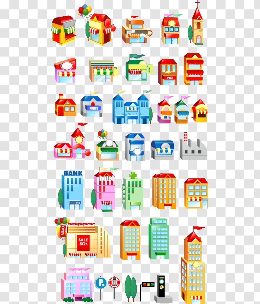 Building Three-dimensional Space Icon - Area - Vector Cartoon House Collection Transparent PNG