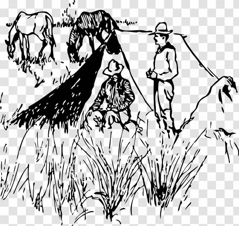 Black And White Clip Art - Fiction - Camping Transparent PNG