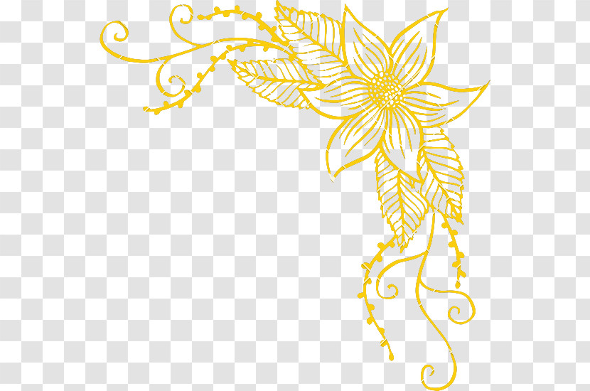 Yellow Line Line Art Pedicel Plant Transparent PNG