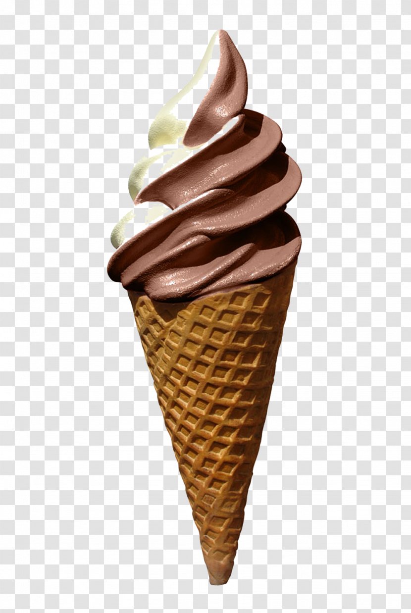 Ice Cream Cone Chocolate Soft Serve - Dairy Product - Dual Flavor Picture Material Transparent PNG