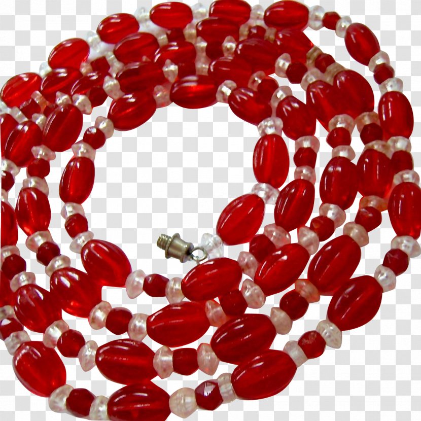 Clear Glass Bead Necklace Red - Inch Transparent PNG