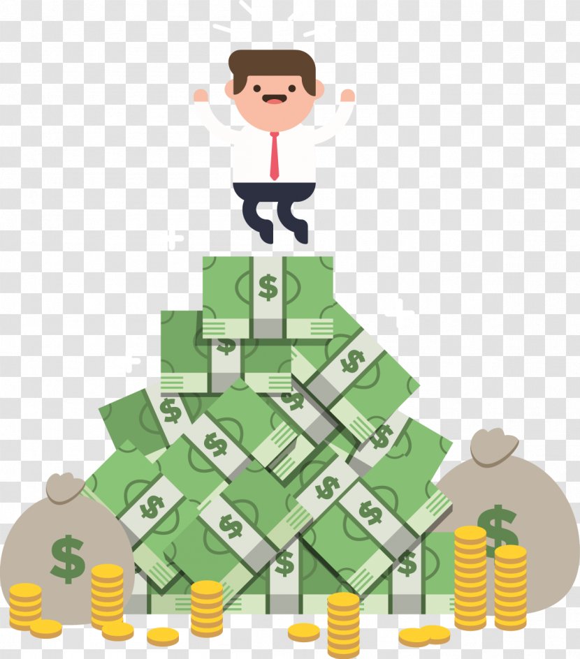 Money Internet Service Business - Play - In The Heap Of Coins Man Jumping Vector Transparent PNG