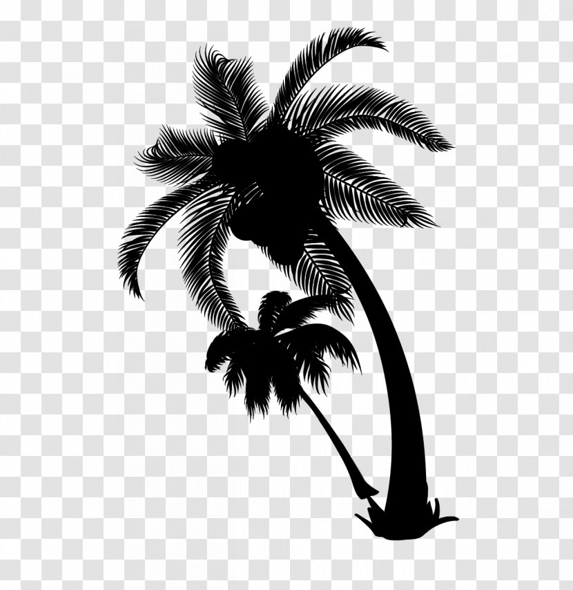 Palm Trees Clip Art Coconut AV's Cottage Photo Wave - Silhouette - Blackandwhite Transparent PNG
