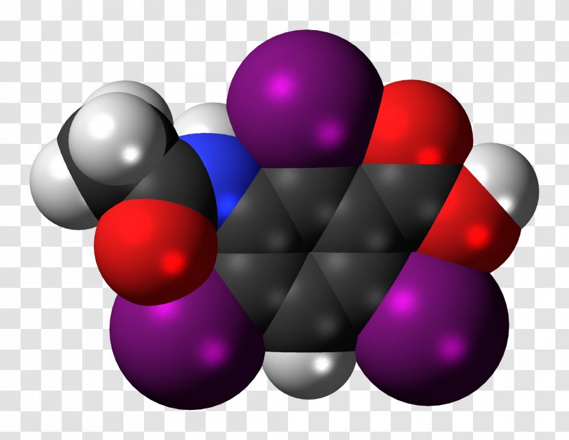 Acetrizoic Acid Space-filling Model X-ray Molecule - Spacefilling Transparent PNG