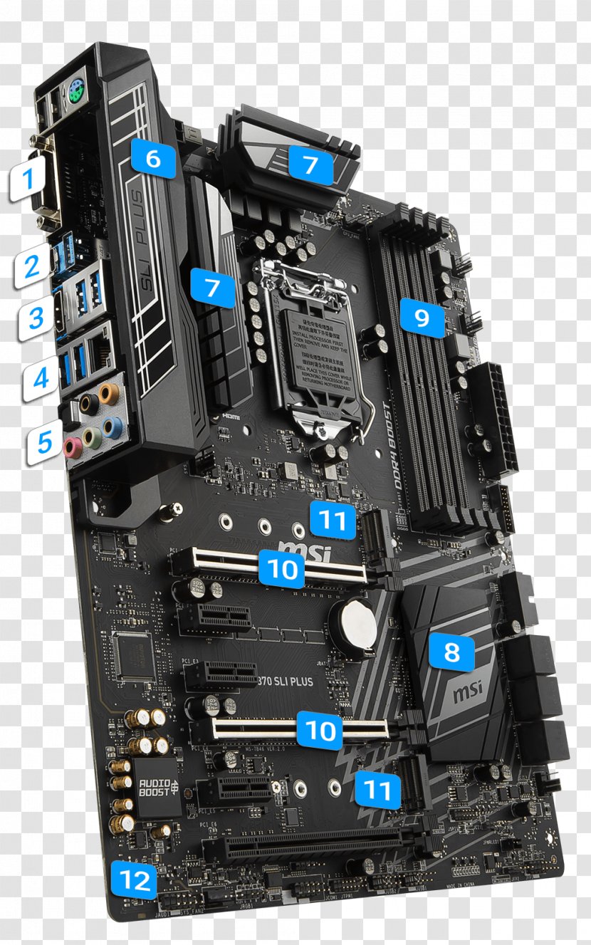 Intel MSI Z370 LGA 1151 ATX Motherboard - Computer Case Transparent PNG