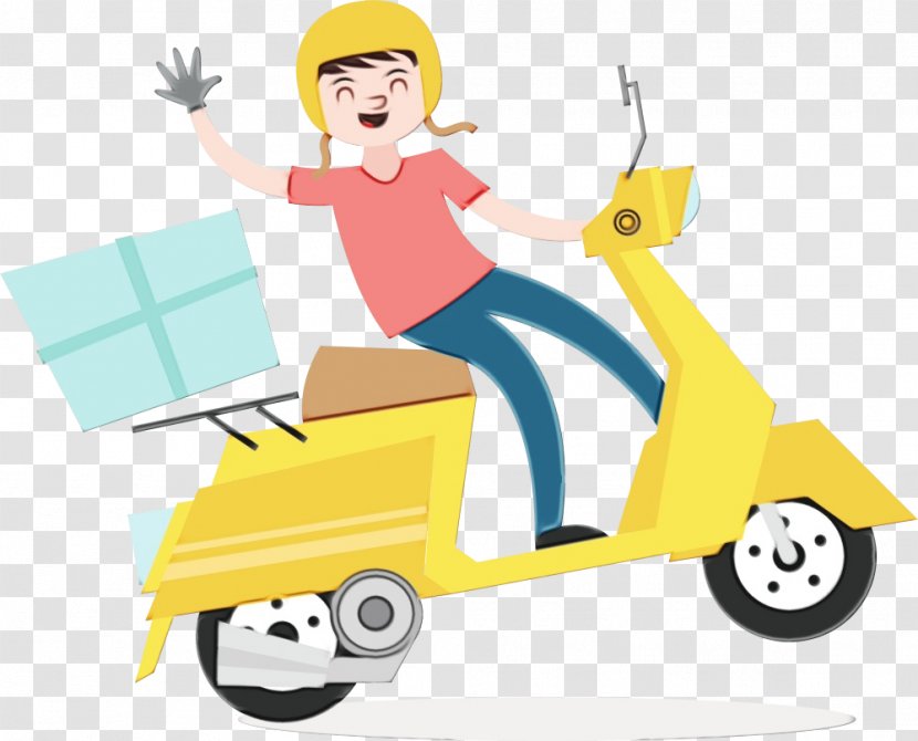 Mode Of Transport Cartoon Riding Toy Motor Vehicle Clip Art - Wet Ink - Package Delivery Transparent PNG