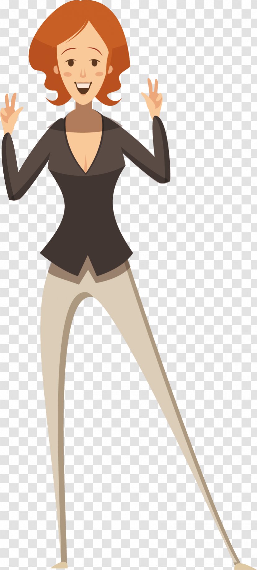 Cartoon Illustration - Silhouette - Happy Woman Clerk Transparent PNG