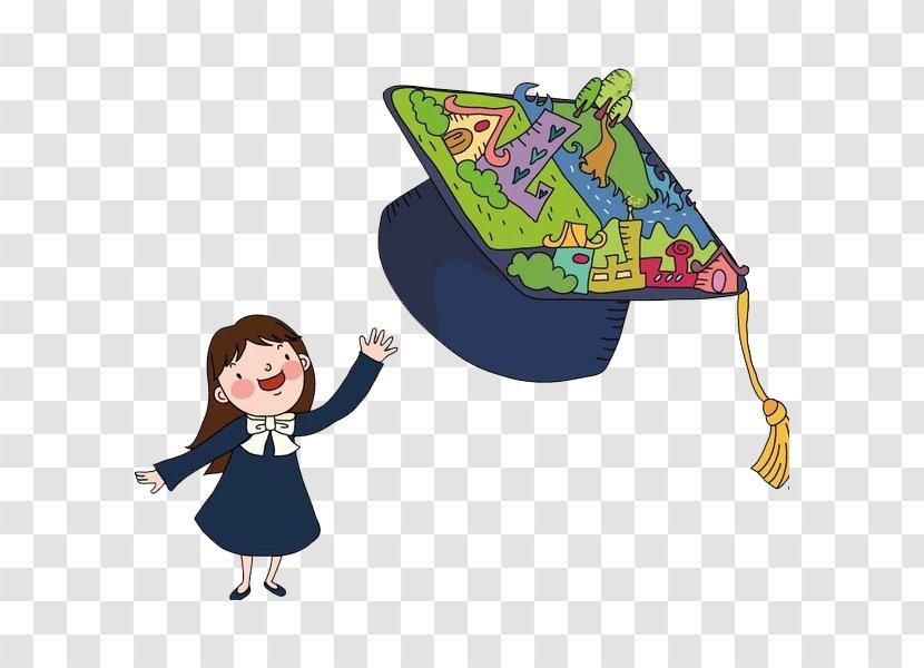 Cartoon Illustration - Play - Throwing A Hat To Child Transparent PNG