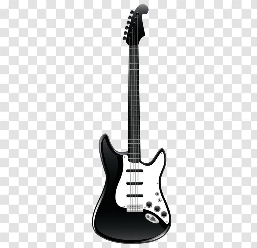 Acoustic Guitar Electric Clip Art - Black And White Transparent PNG