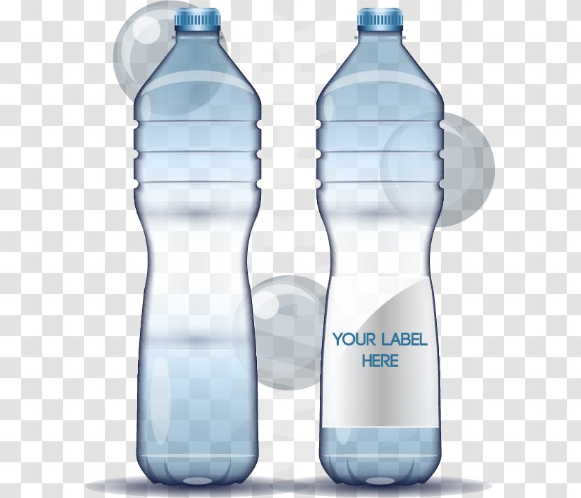 Water Bottle Mineral Plastic - Bottled - Drops Background Design Transparent PNG