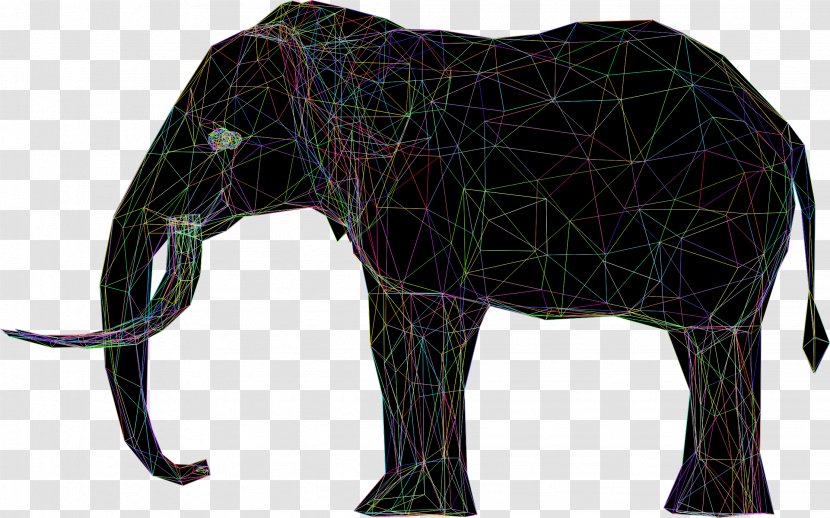 Elephant Low Poly 3D Computer Graphics - Cattle Like Mammal - Geometric Transparent PNG