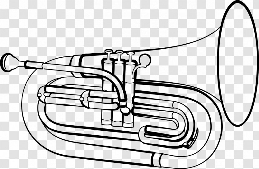 Baritone Horn Marching Euphonium Drawing Musical Instruments Clip Art - Frame - Tuba Transparent PNG
