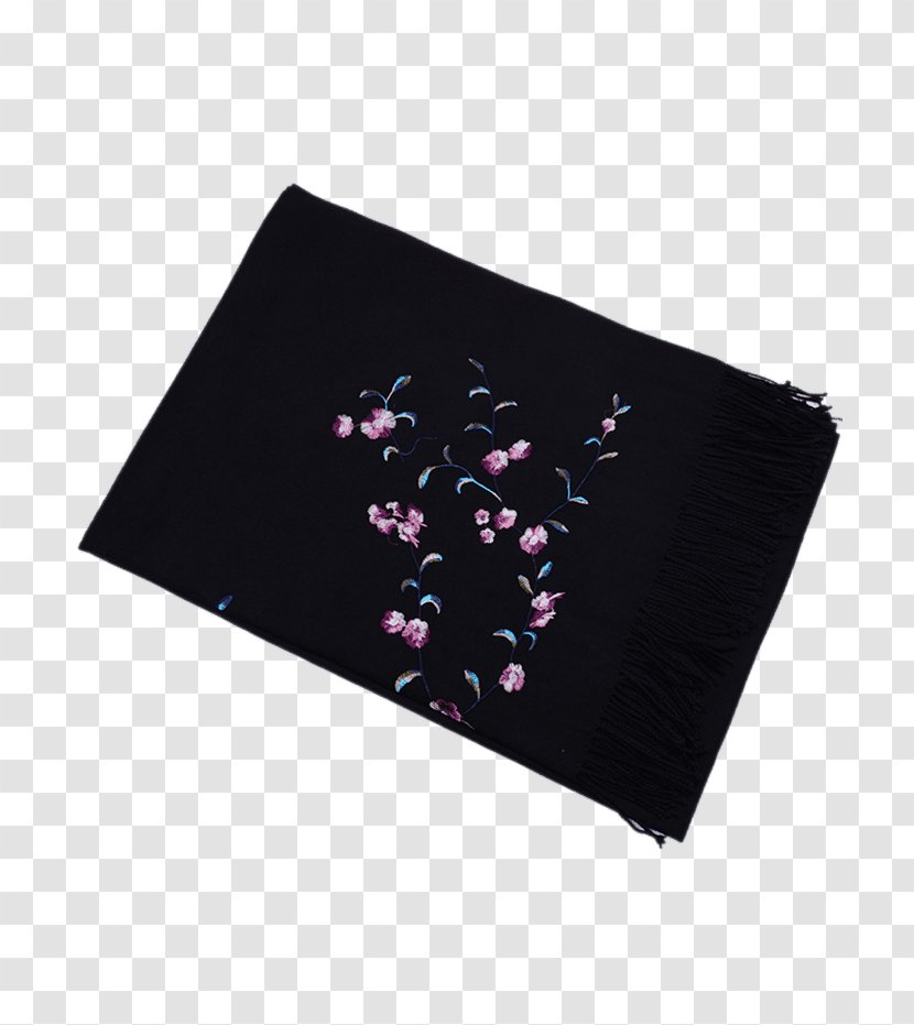 Place Mats Wool Embroidery Scarf Vintage Clothing - Purple - Wear Black Yarn Transparent PNG