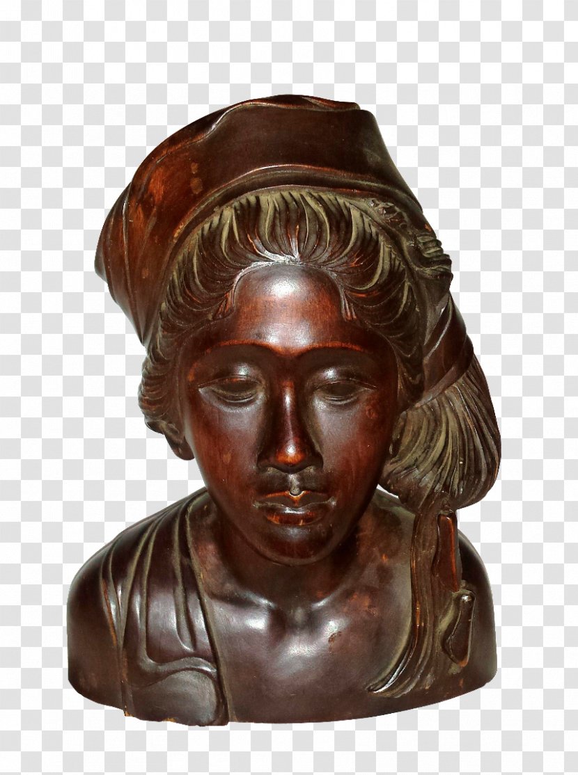 Bronze Sculpture Classical Bust - Balinese Wood Carving Transparent PNG