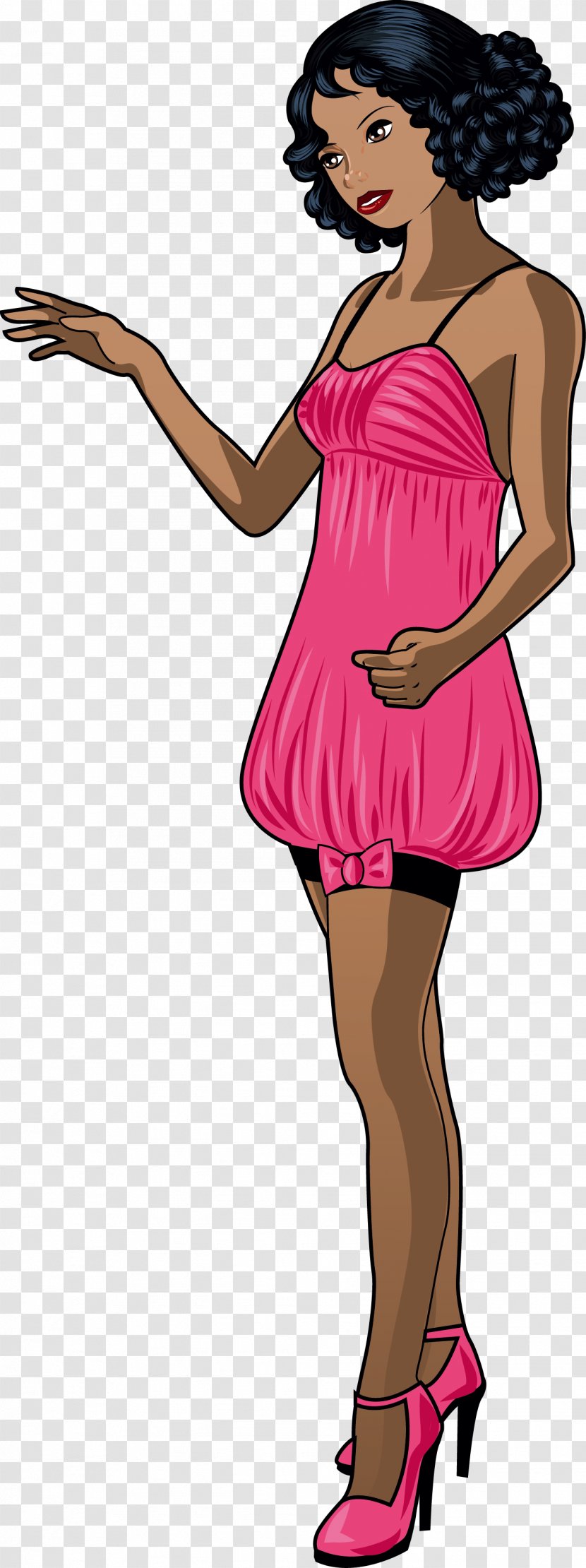 Cartoon Woman Comics Illustration - Flower - A In Long Dress Transparent PNG